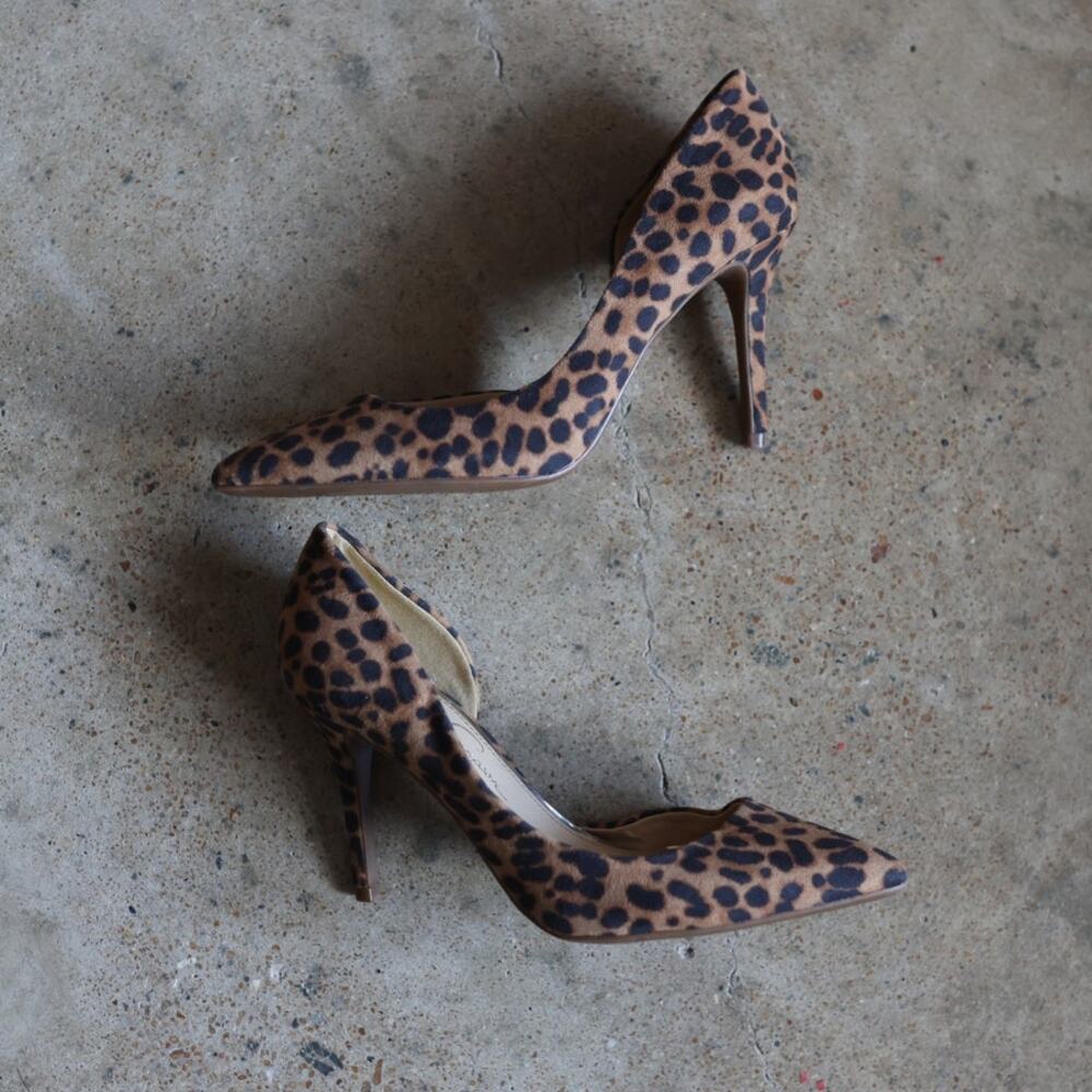 Jessica Simpson Leopard Print D'Orsay Stiletto Pumps Size 7.5